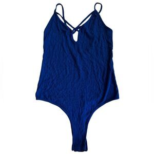 Wet Seal Women's Navy Blue Ribbed Bodysuit Size Medium